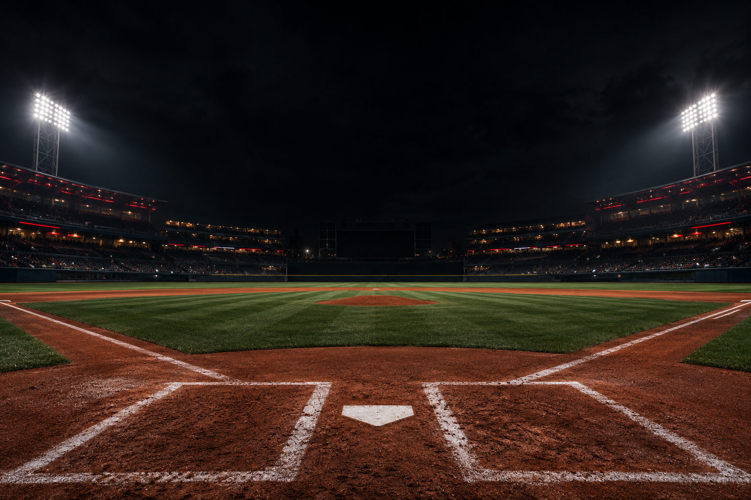 Estadio de béisbol de noche